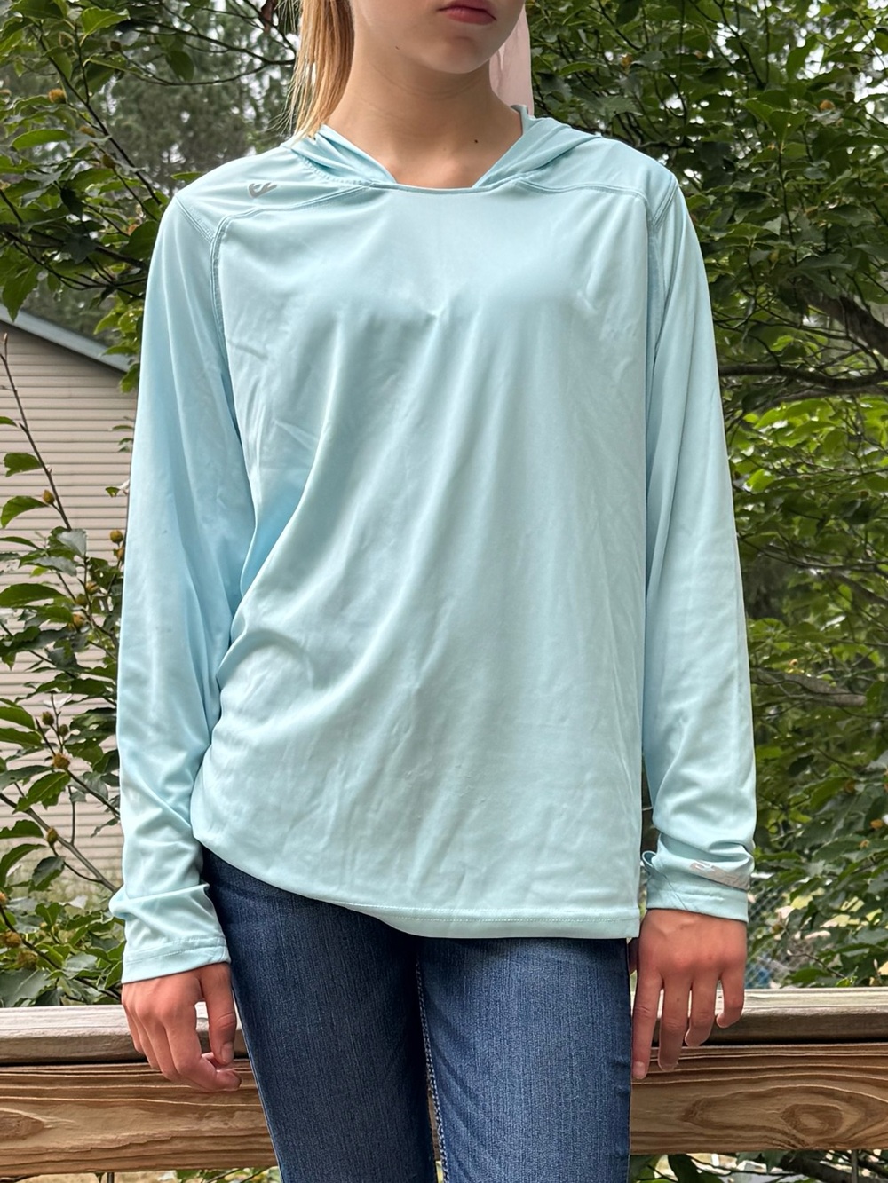 EZRUN Light Aqua Women's Hooded Long Sleeve Pullover